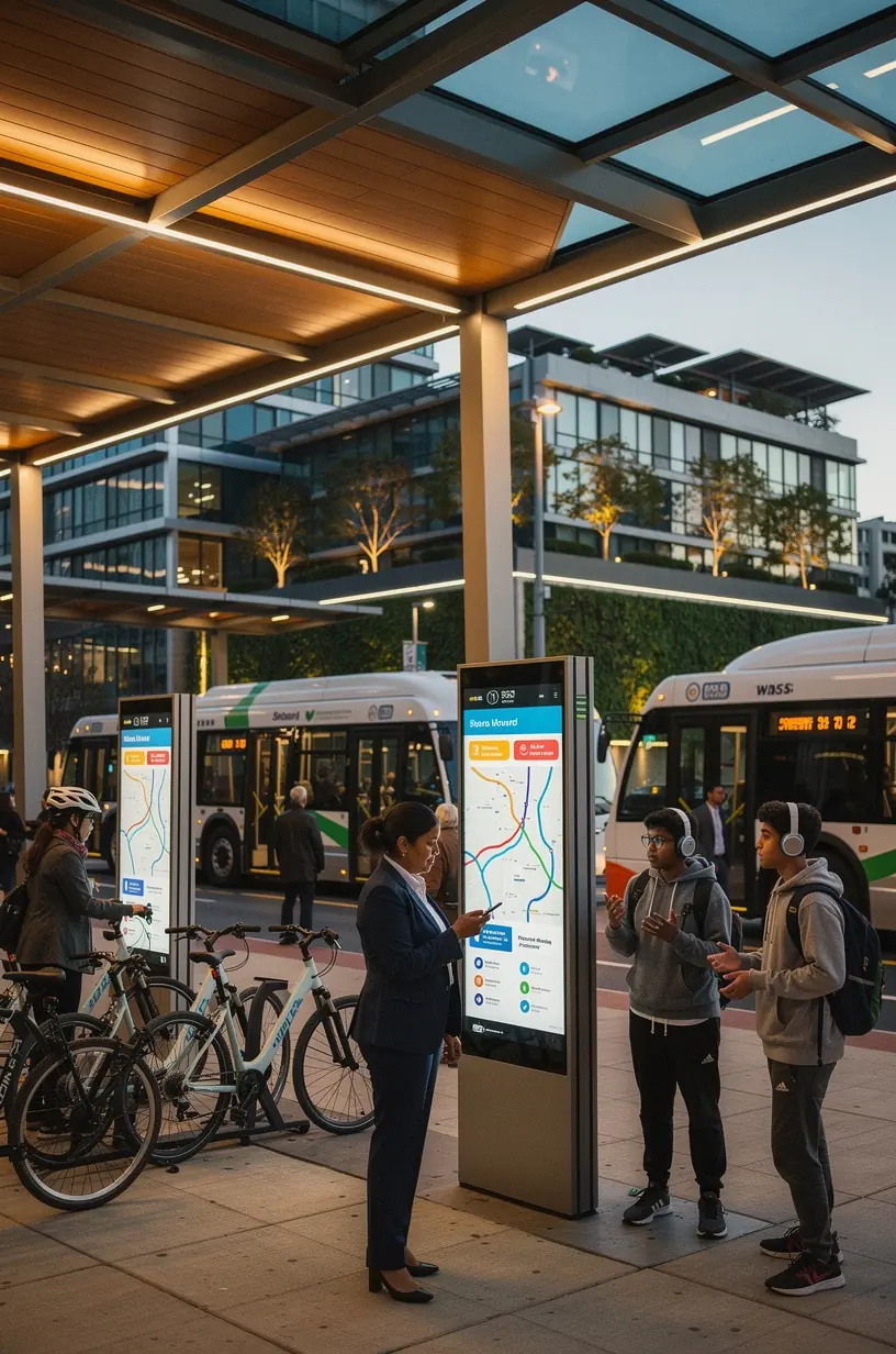 Teacher guiding students through a coding lesson on laptops in a district innovation lab